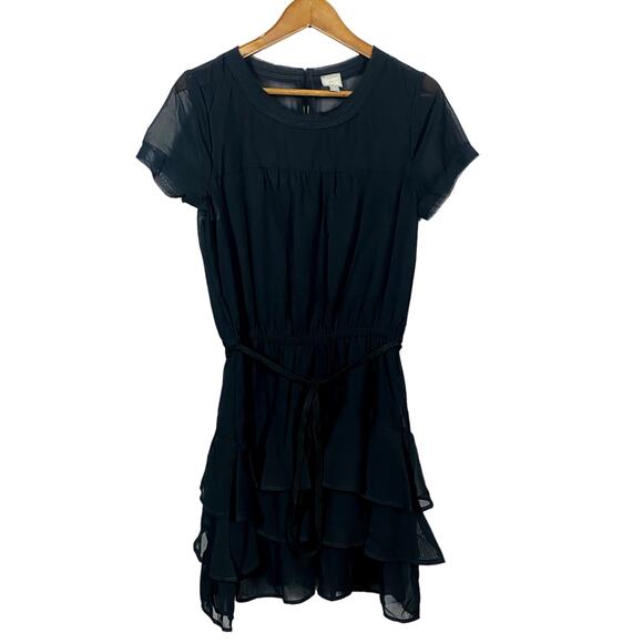Converse Ruffled Cap Sleeve Tiered Mini Dress Casual Mesh Y2K Gauzy Cute - M - Picture 1 of 7